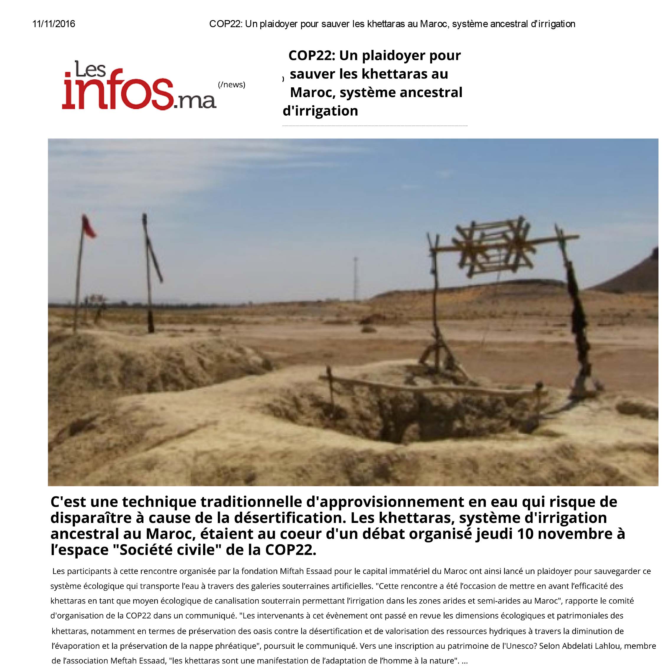 [:fr](COP22: Un plaidoyer pour sauver les khe... Maroc, syst350me an[:]